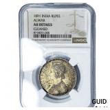 1891 British India Alwar Silver Rupee Toned! NGC A