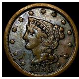 1853 Braided Hair Half Cent CLOSELY UNCIRCULATED