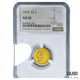 1914 $2.50 Gold Quarter Eagle NGC AU58