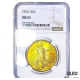 1924 $20 Gold Double Eagle NGC MS63