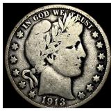 1913-D Silver Barber Half Dollar NICELY CIRCULATED