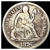 1876-CC Silver Seated Liberty Dime LIGHTLY CIRCULA