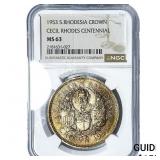 1953 S. Rhodesia Silver 1 Crown NGC MS63