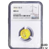 1914 $2.50 Gold Quarter Eagle NGC MS61