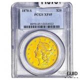 1870-S $20 Gold Double Eagle PCGS XF45