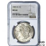 1885-CC Morgan Silver Dollar NGC MS64