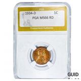 1934-D Wheat Cent PGA MS66 RD