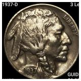 1937-D 3 Leg Buffalo Nickel HIGH GRADE