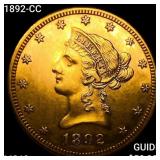 1892-CC $10 Gold Eagle CHOICE BU