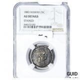 1883 Hawaii Silver 25 Cents NGC AU Details