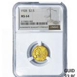 1928 $2.50 Gold Quarter Eagle NGC MS64