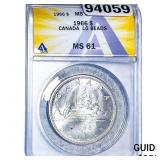 1966 Canada Silver Dollar Large Beads ANACS MS61
