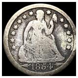 1854-O Silver Seated Liberty Dime LIGHTLY  CIRCUL