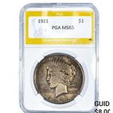 1921 Silver Peace Dollar PGA MS65
