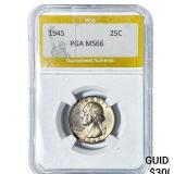 1945 Washington Silver Quarter PGA MS66