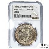 1953 S. Rhodesia Silver Crown NGC MS64