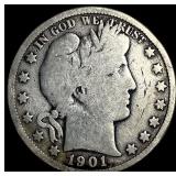 1901-S Silver Barber Half Dollar NICELY CIRCULATED