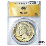 1921 Silver Peace Dollar ANACS MS62