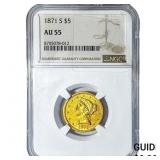 1871-S $5 Gold Half Eagle NGC AU55