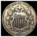 1866 Shield Nickel NEARLY UNCIRCULATED
