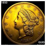 1850 $20 Gold Double Eagle CHOICE AU