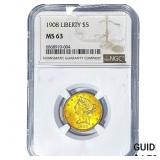 1908 $5 Gold Half Eagle NGC