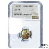 1909 Peru Silver Dinero Toned! NGC AU53
