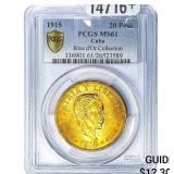 1915 20 Peso Cuba PCGS MS61