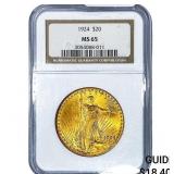 1924 $20 Gold Double Eagle NGC MS65