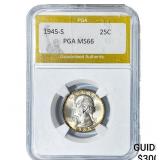1945-S Washington Silver Quarter PGA MS66