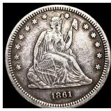 1861 Seated Liberty Quarter NEARLY  UNCIRCULATED