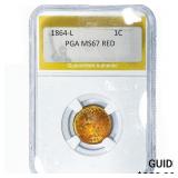 1864-L Indian Head Cent PGA MS67 Red