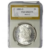 1880-O Morgan Silver Dollar PGA MS63 PL Micro O