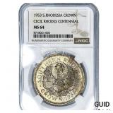 1953 S. Rhodesia Silver Crown NGC MS64