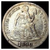 1890 Seated Liberty Dime NEARLY UNCIRCULATED