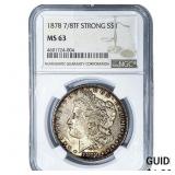 1878 7/8TF Morgan Silver Dollar NGC MS63 Strong