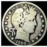 1909-O Silver Barber Half Dollar LIGHTLY CIRCULATE
