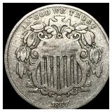 1867 RAYS Shield Nickel LIGHTLY CIRCULATED