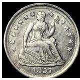 1857 Seated Liberty Silver Half Dime CLOSELY UNCIR