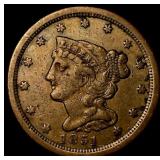 1851 Braided Hair Half Cent CLOSELY UNCIRCULATED