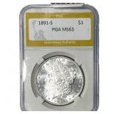 1891-S Morgan Silver Dollar PGA MS63