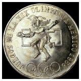 1968 Mexico Silver 25 Pesos Olympic Coin CHOICE BU