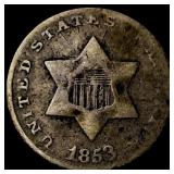 1853 Silver Three-Cent Piece NEARLY UNCIRCULATED