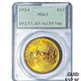 1924 $20 Gold Double Eagle PCGS MS63