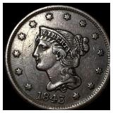 1843 Braided Hair Large Cent CLOSELY  UNCIRCULATE