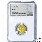1910 $2.50 Gold Quarter Eagle NGC MS62