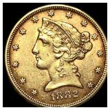 1882 Liberty Head Half Eagle $5 Gold UNCIRCULATED