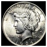 1924 Silver Peace Dollar GEM BU