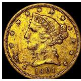 1901 Liberty Head Half Eagle $5 Gold HIGH GRADE