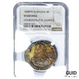 1808-PTS Colonial Spain Silver 4 Reales Toned! NGC
